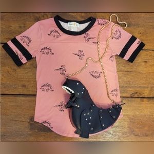 TRex Dinosaur Shape Crossbag/Purse Black/Gold Chain